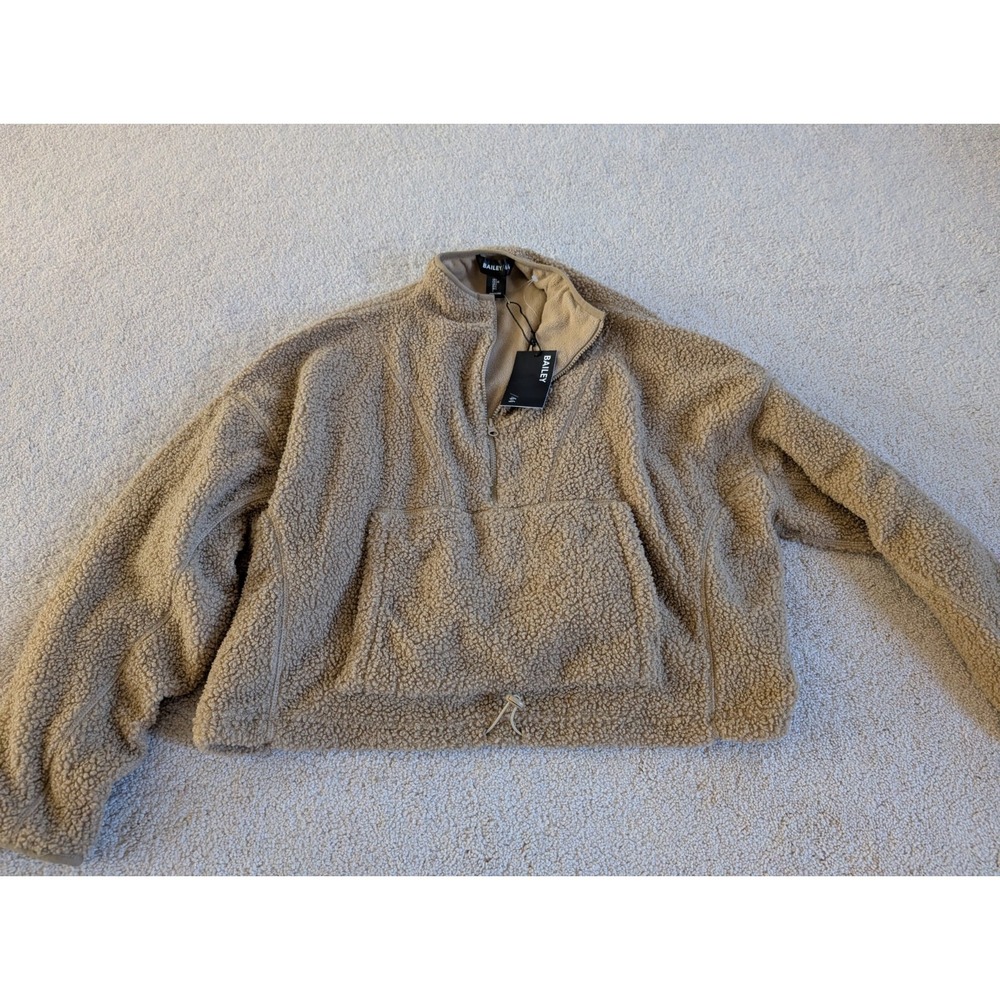 Bailey 44 Sherpa Half Zip Pullover Jacket Brown Womens Size L 1/2 Zip Layer